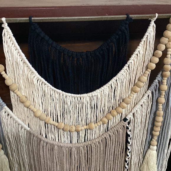 Large boho macrame trendy wall decor with beads . Handmade in Alabama XLarge - Picture 3 of 8